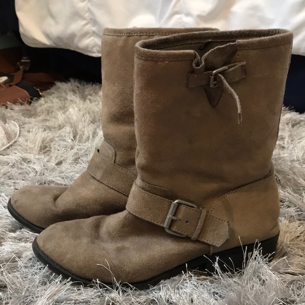 Suede Buckle Boots